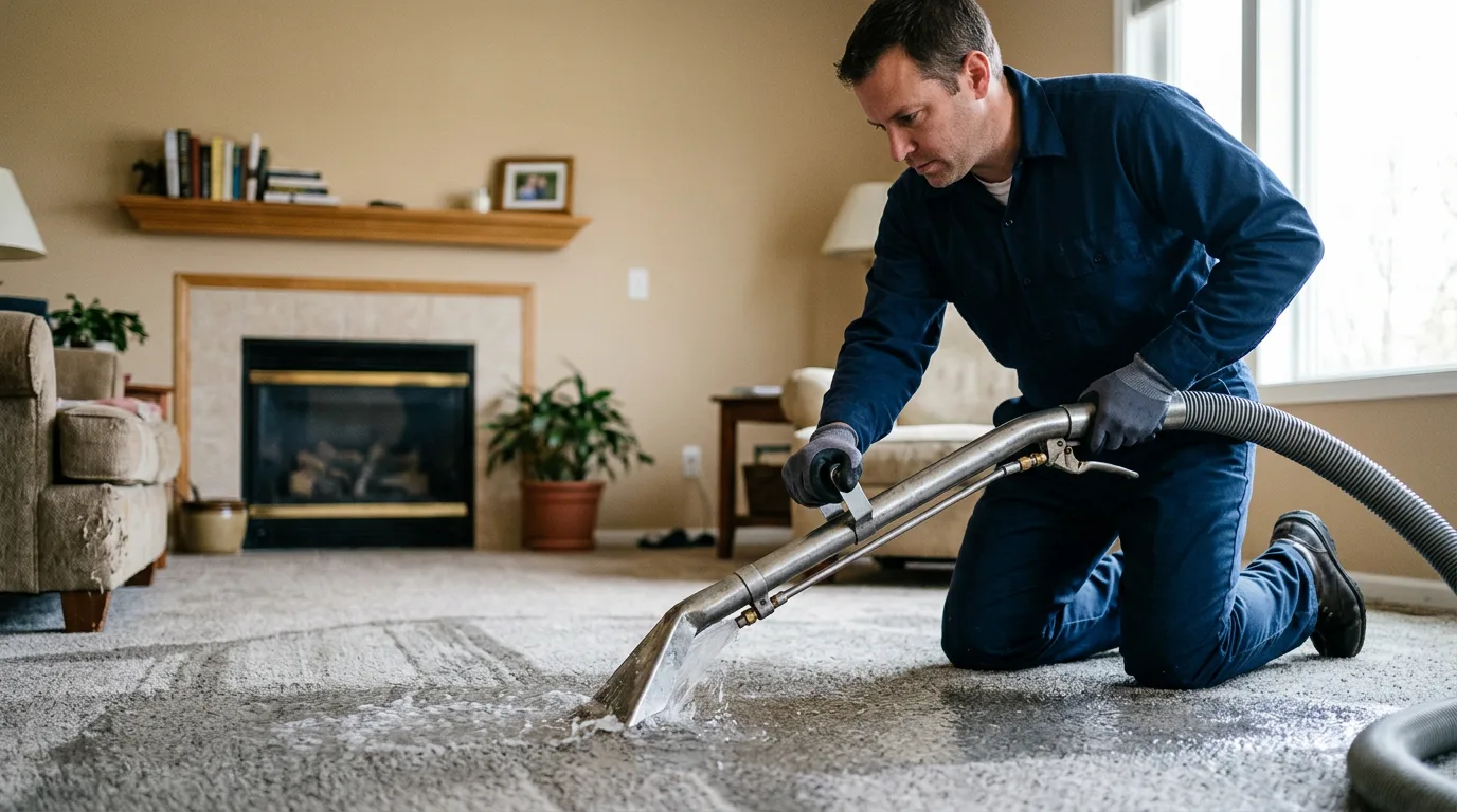 Water damage restoration technician working near Purdon, TX